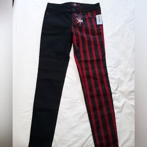 Hot Topic Royal Bones DAANG GOODMAN rd/blk super stripes women's jeans size 7